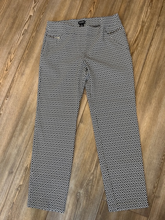 Talbots Pants - Talbots Black & White Diamond-Print Slim Trousers